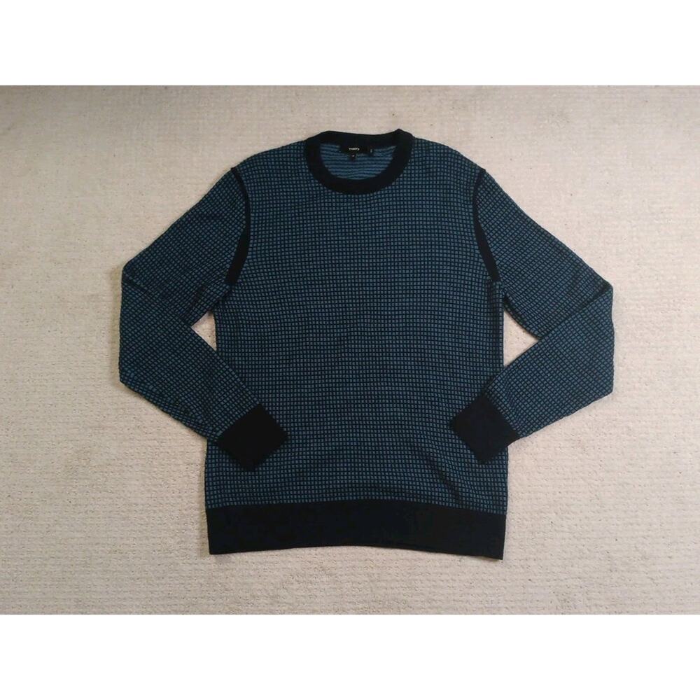 Theory Waffle Knit Sweater Mens Medium Blue